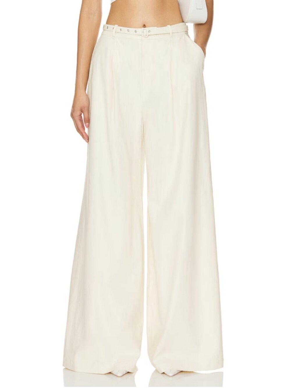 Camila Coelho Domingos Pant Beige Wide Leg with Belt
